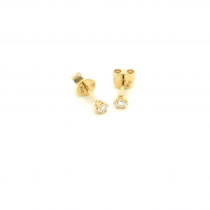 Solitair oorstekers 14 karaat geelgoud met 0.10 ct. diamant