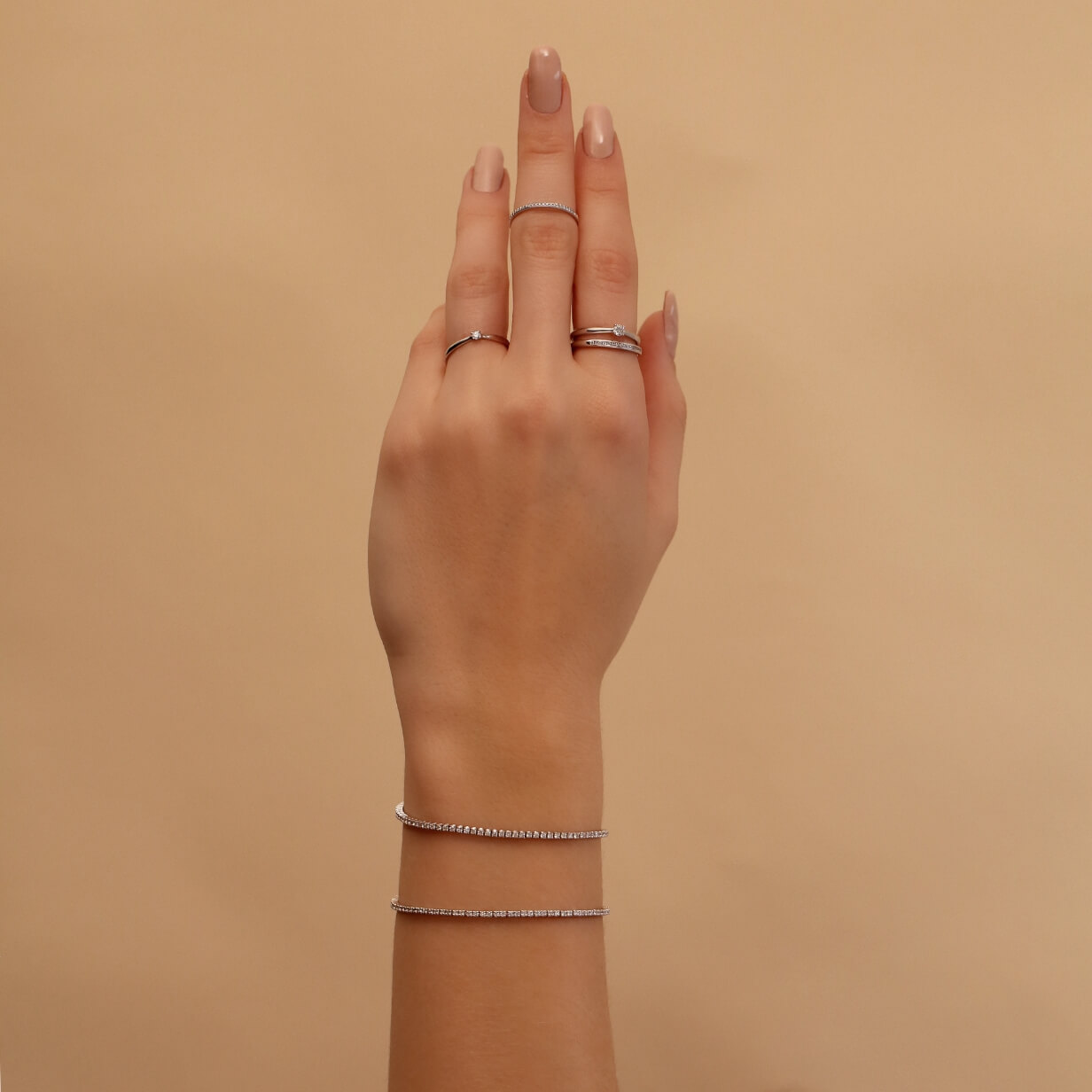 14 karaat witgouden ringen en armbanden